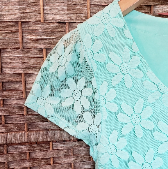 Urban Outfitters Mint Green Floral Lace Dr… - Picture 5 of 8